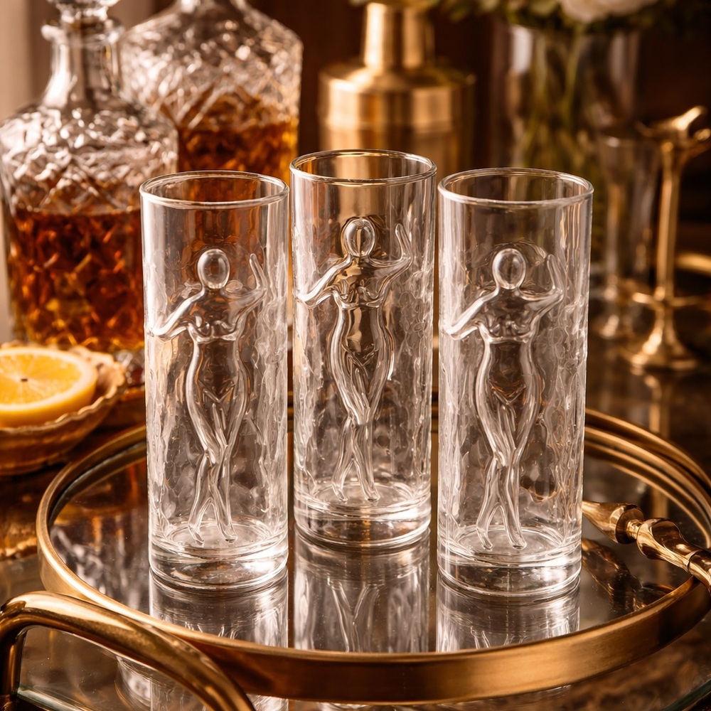 Libbey La Femme Goddess Highball Glasses Set of 3